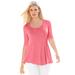 Plus Size Women's Stretch Cotton Peplum Tunic by Jessica London in Tea Rose (Size 22/24) Top