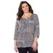 Plus Size Women's Santa Fe Peasant Top by Catherines in Black Patchwork (Size 5X)