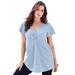 Plus Size Women's Flutter-Sleeve Sweetheart Ultimate Tee by Roaman's in Pale Blue (Size 12) Long T-Shirt Top