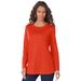 Plus Size Women's Long-Sleeve Crewneck Ultimate Tee by Roaman's in Copper Red (Size L) Shirt