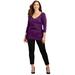 Plus Size Women's Curvy Collection Wrap Front Top by Catherines in Berry Pink Texture (Size 1X)