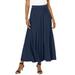 Plus Size Women's Ultrasmooth® Fabric Maxi Skirt by Roaman's in Navy (Size 18/20) Stretch Jersey Long Length