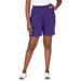 Plus Size Women's Soft Ease Knit Shorts by Jessica London in Midnight Violet (Size S)