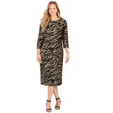 Plus Size Women's Liz&Me® Ponte Knit Dress by Liz&Me in Chai Latte Zebra (Size 6X)