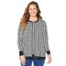 Plus Size Women's Liz&Me® Classic Cardigan by Liz&Me in Black Houndstooth (Size 2X)