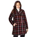 Plus Size Women's A-Line Wool Peacoat by Jessica London in Classic Red Shadow Plaid (Size 24) Winter Wool Double Breasted Coat
