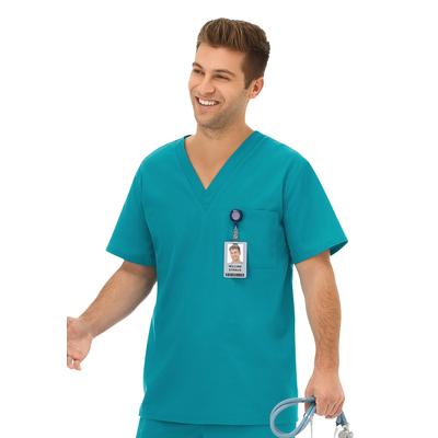 Men's Big & Tall Unisex One Pocket Scrub Top by Fundamentals in Teal (Size XL)