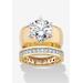 Women's 4.80 Cttw. Cz Gold-Plated 2-Piece Solitaire And Eternity Wedding Ring Set by PalmBeach Jewelry in Gold (Size 10)