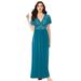 Plus Size Women's Long Lace Top Stretch Knit Gown by Amoureuse in Deep Teal (Size L)
