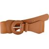 Taillengürtel LASCANA "Stretchgürtel", Damen, Gr. 105, braun (camel), Materialmix, unifarben, casual, Gürtel, Shaping-Effekt, große Schließe, für Kleid & Overall, Bauchgürtel