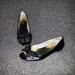 Michael Kors Shoes | Michael Kors-Black Leather-Gold Studded Bow-Peep Toe Flats-Sz 6m-Excellent | Color: Black/Gold | Size: 6