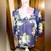 Anthropologie Tops | Anthropologie Leifsdottir 100% Silk Navy Blue Floral Sheer Blouse Size 4 | Color: Blue | Size: 4