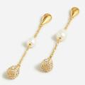 J. Crew Jewelry | New J Crew Freshwater Pearl Pearl & Pav Crystal Waterfall Earrings/ Gold Plated | Color: Gold/White | Size: Os