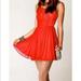 Free People Dresses | Free People Red Velvet/Chiffon Ballerina Dress | Color: Red | Size: 10
