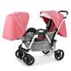 Twin Baby Pram Stroller,Double Infant Stroller Carriage Face to Face Umbrella Stroller,Foldable Double Seat Tandem Stroller High Landscape Reversible Easy Foldable (Color : Pink)