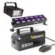 BeamZ Disco Light Party Package with 500W Smoke Machine, UV LED Bar & Mini Strobe