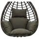 PJDDP Waterproof Egg Chair Cushion Replacement, Foldable Egg Swing Chair Cushion, Thicken Hanging Basket Chair Cushions, Washable Basket Swing Chair Cushion with Headrest,Dark Grey