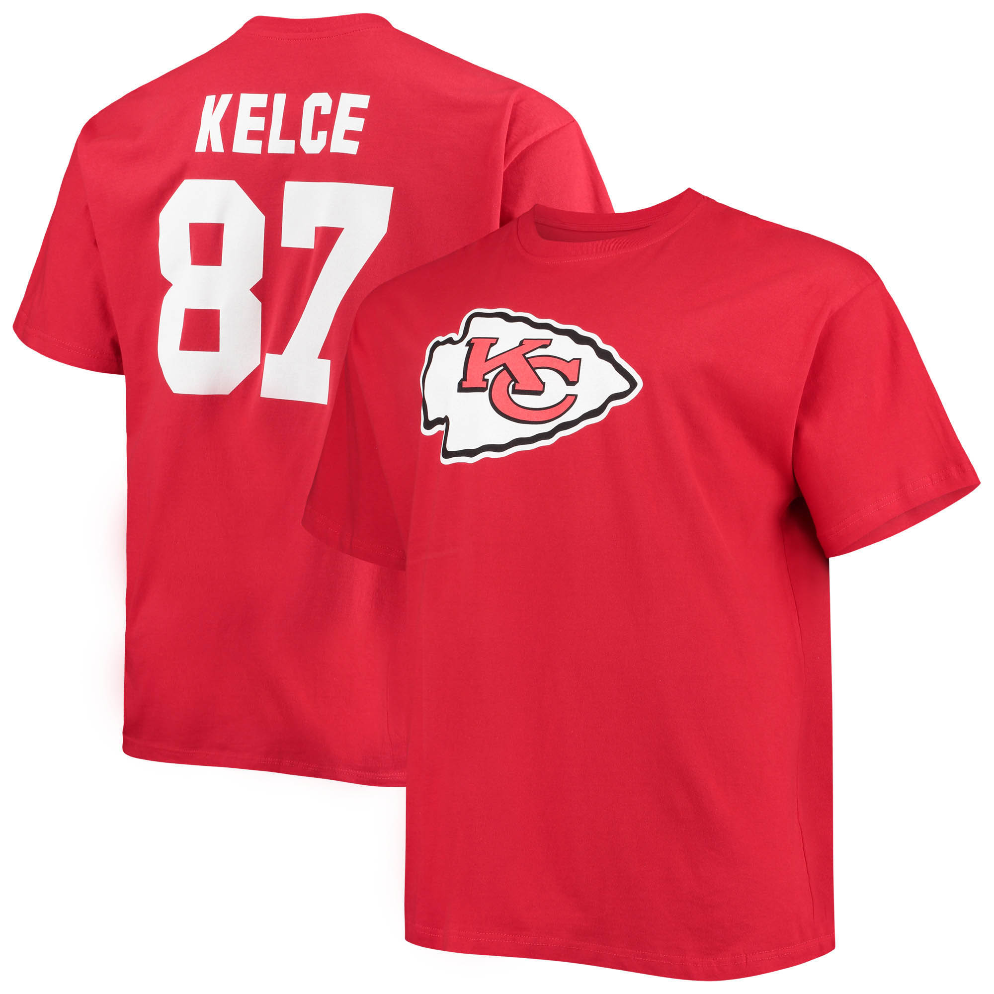 Travis Kelce Red Kansas City Chiefs Big & Tall-T-Shirt mit Fanatics-Logo für Herren und Spielername und -nummer Image