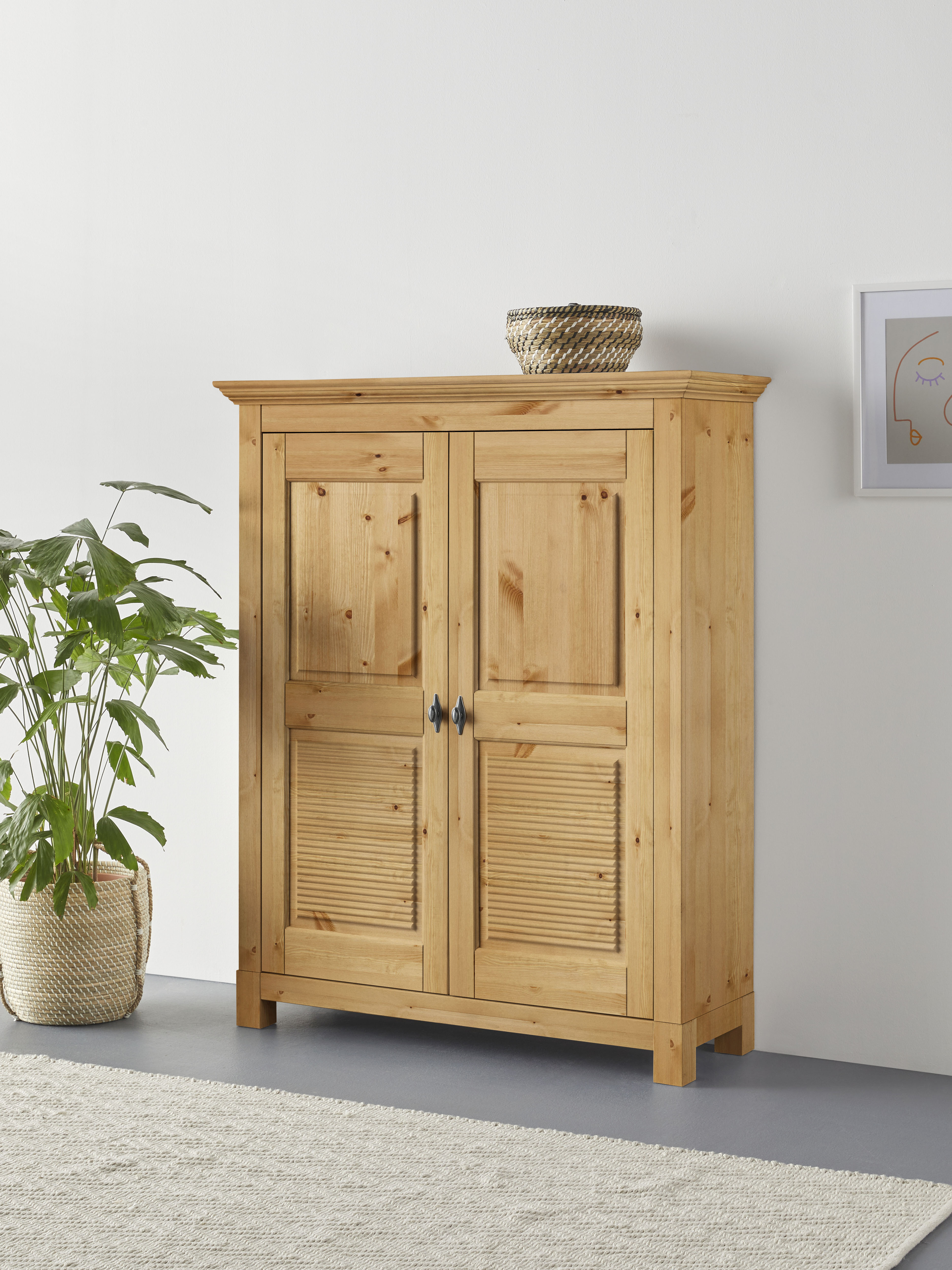 Schuhkommode HOME AFFAIRE "Rauna", beige (natur), B:113cm H:138cm T:39cm, Massivholz, Sideboards, Schuhkommode, aus massiver Kiefer, viel Stauraum