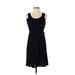 Ann Taylor LOFT Casual Dress - A-Line Scoop Neck Sleeveless: Black Solid Dresses - Women's Size 4
