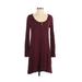 Z Supply Casual Dress - A-Line Scoop Neck Long sleeves: Burgundy Print Dresses - Women's Size Small