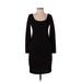 Jessica Simpson Casual Dress - Sheath Scoop Neck Long sleeves: Black Print Dresses - Women's Size Small