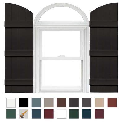 Mid America Board and Batten 4 Board Joined Arch Top Vinyl Shutters (1 Pair) 14 x 77 002 Black