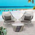 Corrigan Studio® Outdoor Furniture Beach Chair Balcony Living Room Outdoor Leisure Rattan Chair Rattan Woven Backrest Chair Outdoor Table | Wayfair