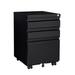 Inbox Zero Lachell 3 Drawer Mobile Locking File Cabinet, Rolling Filing Cabinet Wood in Black | 23.62 H x 17.71 W x 15.35 D in | Wayfair