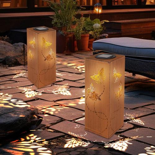 Solarleuchte Gartendeko Laterne rost Gartenleuchte Außenlampe, Schmetterling Dekorstanzungen,