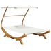 vidaXL Outdoor Double Chaise Lounge Patio Daybed with Canopy Solid Wood Bent