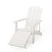 Avens Faux Wood Outdoor Adirondack Chair with Retractable Ottoman White