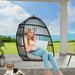 Dextrus Hanging Egg Chair Swing Chair Outdoor Patio Wicker Chair Swing Hammock Egg Chairs with Cushion 330lbs for Patio Bedroom Garden and Balcony Dark Gray(Stand not Included)