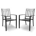 Patio Wrought Iron Dining Chairs Set of 2 Outdoor Bistro Stackable Chairs with Armrest Metal Chairs for Garden Poolside Backyard and Porch Supports 397 LBS Black