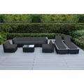 Ohana 9 Piece Outdoor Wicker Patio Furniture Sectional Conversation Set with Chaise Lounges - Black Wicker