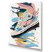 Designart Pink And Blue Art Deco Sneaker Shoe Canvas Wall Art