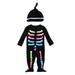 Fesfesfes Toddler Baby Boys Girls Cotton Skeleton Print Pattern Halloween Hat Jumpsuit Set