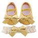 Baby Girls Mary Jane Flats with Bowknot Soft Sole Cotton Princess Wedding Dress Shoes with Free Headband Prewalkers Crib Shoes for 0-12M