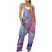 Summer Saving Clearance Jumpsuit Xihbxyly Womens Jumpsuits Casual Women Casual Summer Rompers Sleeveless Scoop Neck Loose Spaghetti Strap Baggy Overalls Jumpers with Pockets 2024 Purple S