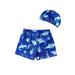 Qtinghua Toddler Baby Boy Summer Swimwear Shark/Dinosaur/Starfish/Gamepad Print Swim Trunks Sun Hats Swimsuit Bathing Suit Blue Shark 3-4 Years