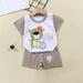 Herrnalise Toddler Baby Boys Girl Summer Short Sleeve Comfy Outfit Infant Kid Cartoon Print Short Sleeve Shirt Top+shorts Suits Cute Clothing Set Casual Outfits Set 6M-6T