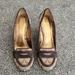Coach Shoes | Coach Nela Penny Loafers Logo Brown Wedges Size 9b | Color: Brown/Cream | Size: 9