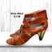 Nine West Shoes | Nine West Women’s Curri Brown Leather Caged Heel Open Toe Sandal Us Size 8.5m | Color: Brown | Size: 8.5