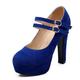 Smilice Women Mary Jane High Block Heel Court Shoes Round Toe Platform Shoes Size 1-12.5 US (Blue,10 B(M) US)