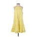 Rebecca Taylor Casual Dress - A-Line Crew Neck Sleeveless: Yellow Print Dresses - Women's Size 0