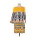 Calia by Carrie Underwood Casual Dress - Shift Crew Neck 3/4 sleeves: Yellow Print Dresses - Women's Size 4
