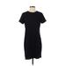 Adrienne Vittadini Casual Dress - Sheath Crew Neck Short sleeves: Black Print Dresses - Women's Size 4