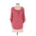 LC Lauren Conrad Long Sleeve Blouse: Red Paisley Tops - Women's Size Small - Print Wash