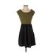 Forever 21 Casual Dress - A-Line Scoop Neck Short sleeves: Green Color Block Dresses - Women's Size Small