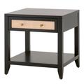 Everly Quinn Demeshia 1 - Drawer Wicker Nightstand Wood in Black | 24.25 H x 24 W x 22 D in | Wayfair EC85FDB5C63B4A558F37CE2368D06D2F